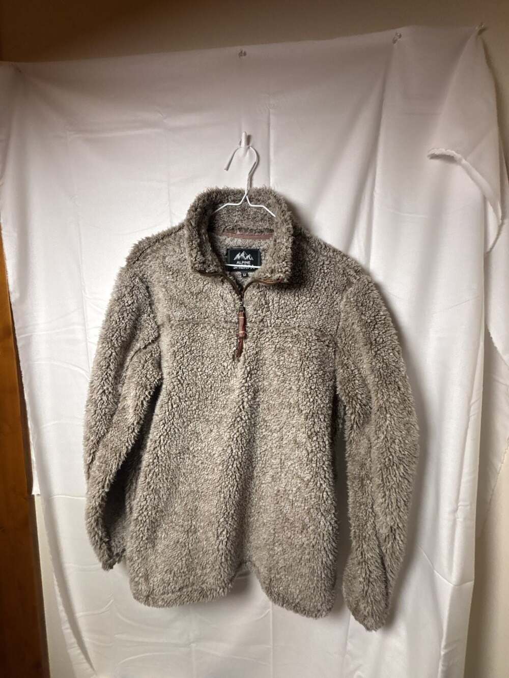 Alpine Sherpa 1/4 Zip Pullover Size M Brown Fleece